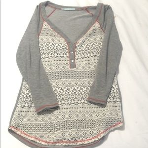 Gray Lace Long Sleeve Shirt